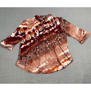 New‎ Directions Women's Size XL Brown Peach Long Sleeve Blouse,Stretch,Tunic